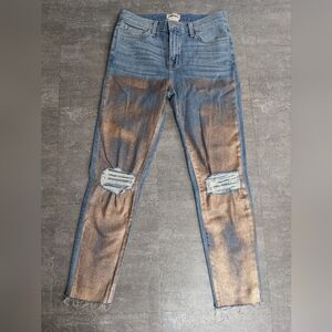 L'agence Marcelle High Rise Powder Rose Gold Foil Woman's Jeans Size 26